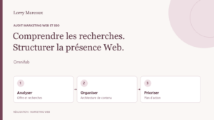 Audit et stratégie SEO Omnifab : analyser les recherches, organiser le contenu et prioriser les actions